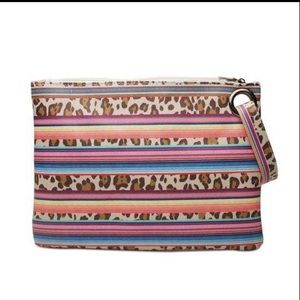 Large Leopard striped clutch bag/ wristlet bag